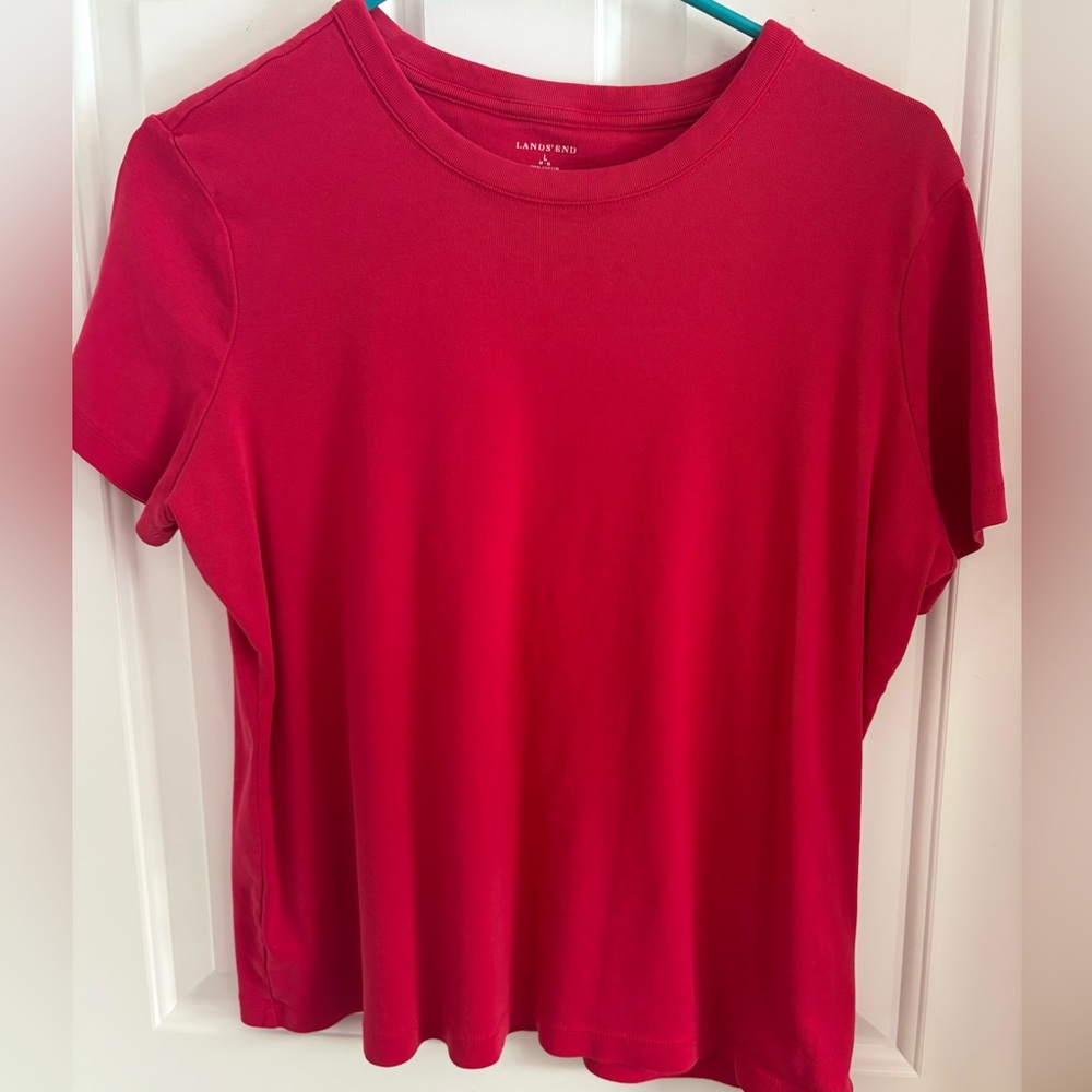 Lands' End Women's Bright Red Short Sleeve Tee